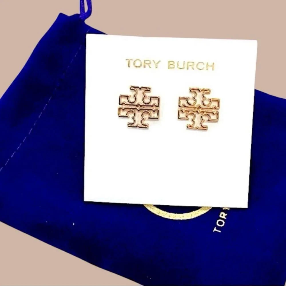 TORY BURCH MILLER 18K GOLD STUD EARRINGS